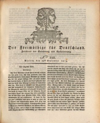 Der Freimüthige für Deutschland Samstag 25. September 1819