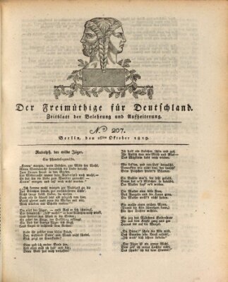 Der Freimüthige für Deutschland Samstag 16. Oktober 1819