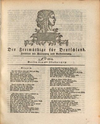 Der Freimüthige für Deutschland Dienstag 26. Oktober 1819