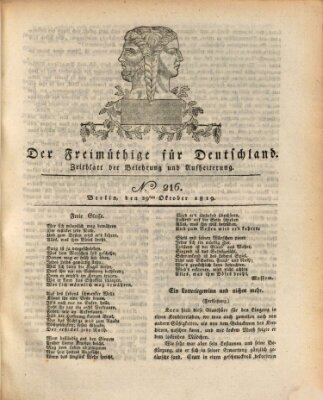 Der Freimüthige für Deutschland Freitag 29. Oktober 1819