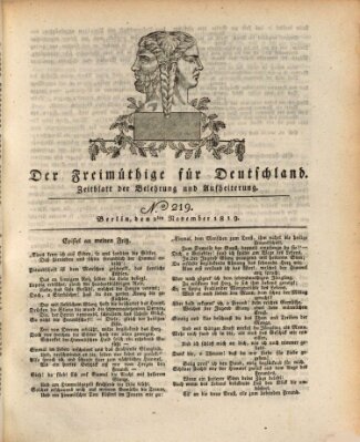 Der Freimüthige für Deutschland Dienstag 2. November 1819