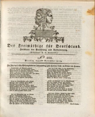 Der Freimüthige für Deutschland Samstag 6. November 1819