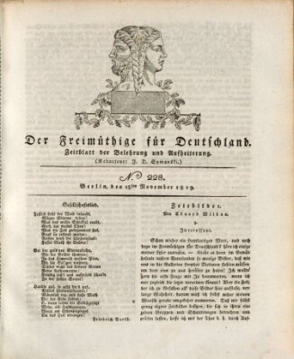 Der Freimüthige für Deutschland Montag 15. November 1819