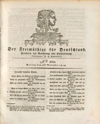 Der Freimüthige für Deutschland Samstag 20. November 1819