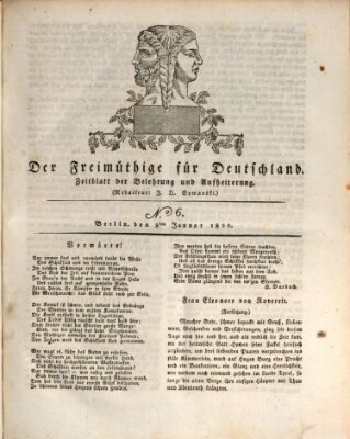 Der Freimüthige für Deutschland Samstag 8. Januar 1820