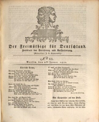 Der Freimüthige für Deutschland Freitag 21. Januar 1820