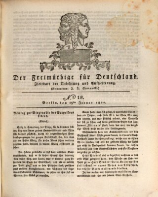 Der Freimüthige für Deutschland Dienstag 25. Januar 1820