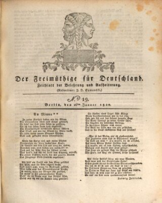 Der Freimüthige für Deutschland Mittwoch 26. Januar 1820