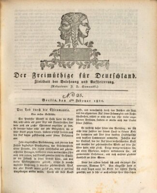 Der Freimüthige für Deutschland Freitag 4. Februar 1820