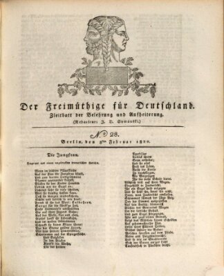 Der Freimüthige für Deutschland Dienstag 8. Februar 1820