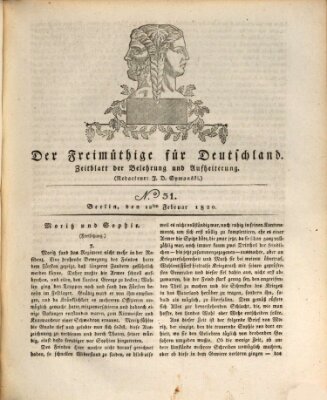 Der Freimüthige für Deutschland Samstag 12. Februar 1820