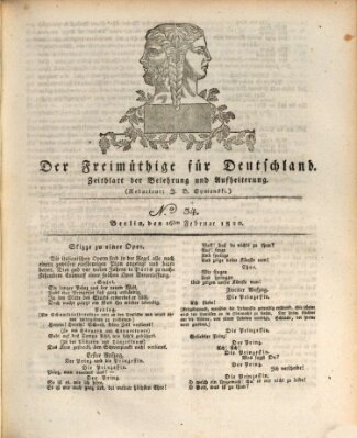 Der Freimüthige für Deutschland Mittwoch 16. Februar 1820