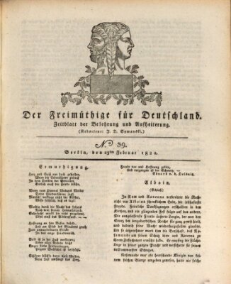 Der Freimüthige für Deutschland Mittwoch 23. Februar 1820