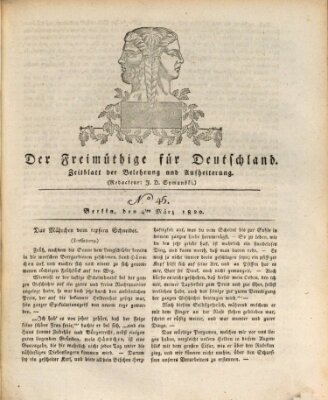 Der Freimüthige für Deutschland Samstag 4. März 1820