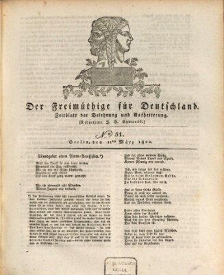 Der Freimüthige für Deutschland Samstag 11. März 1820