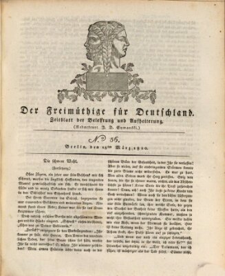 Der Freimüthige für Deutschland Samstag 18. März 1820