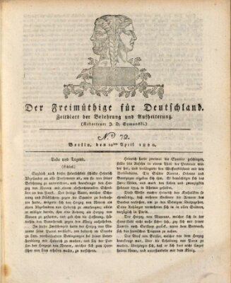 Der Freimüthige für Deutschland Montag 10. April 1820