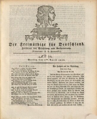 Der Freimüthige für Deutschland Dienstag 11. April 1820