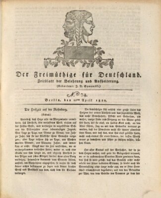 Der Freimüthige für Deutschland Mittwoch 12. April 1820