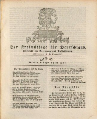 Der Freimüthige für Deutschland Samstag 29. April 1820