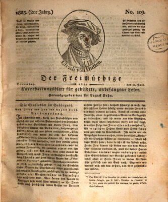 Der Freimüthige oder Unterhaltungsblatt für gebildete, unbefangene Leser Donnerstag 10. Juli 1823