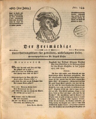 Der Freimüthige oder Unterhaltungsblatt für gebildete, unbefangene Leser Dienstag 9. September 1823