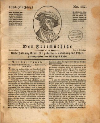 Der Freimüthige oder Unterhaltungsblatt für gebildete, unbefangene Leser Donnerstag 2. Oktober 1823