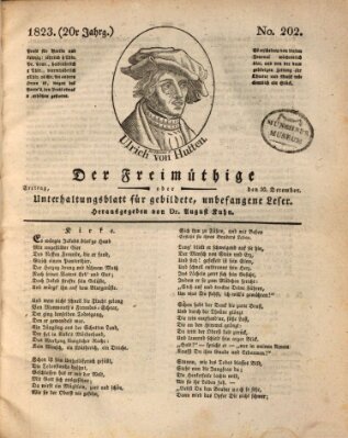 Der Freimüthige oder Unterhaltungsblatt für gebildete, unbefangene Leser Samstag 20. Dezember 1823