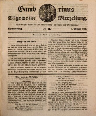 Gambrinus Donnerstag 3. April 1845