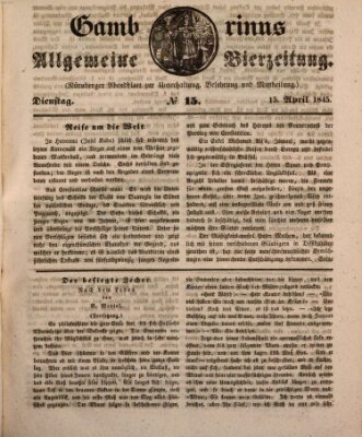 Gambrinus Dienstag 15. April 1845