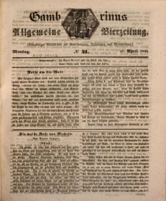 Gambrinus Montag 21. April 1845