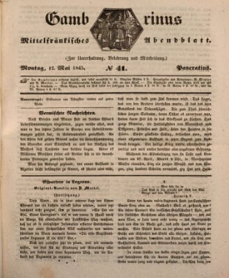 Gambrinus Montag 12. Mai 1845