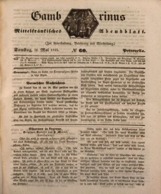 Gambrinus Samstag 31. Mai 1845