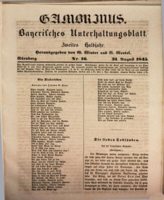 Gambrinus Sonntag 31. August 1845