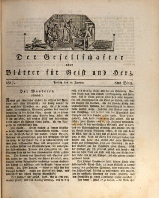 Der Gesellschafter oder Blätter für Geist und Herz Freitag 10. Januar 1817