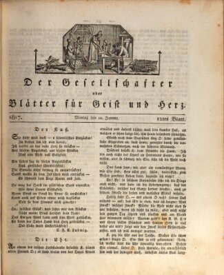 Der Gesellschafter oder Blätter für Geist und Herz Montag 20. Januar 1817