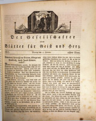 Der Gesellschafter oder Blätter für Geist und Herz Montag 17. Februar 1817