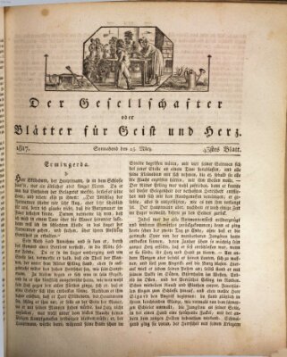 Der Gesellschafter oder Blätter für Geist und Herz Samstag 15. März 1817