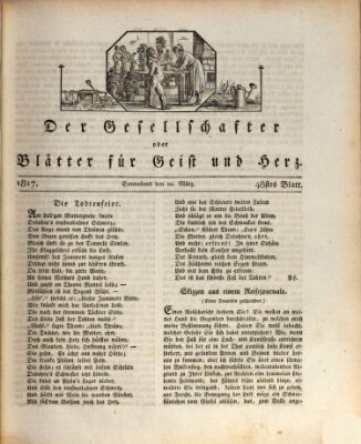 Der Gesellschafter oder Blätter für Geist und Herz Samstag 22. März 1817