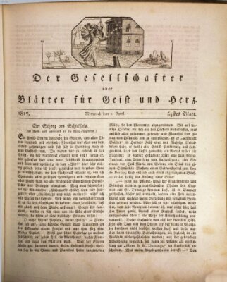 Der Gesellschafter oder Blätter für Geist und Herz Mittwoch 2. April 1817