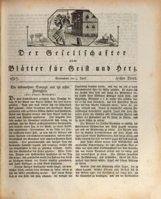 Der Gesellschafter oder Blätter für Geist und Herz Samstag 5. April 1817