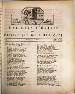 Der Gesellschafter oder Blätter für Geist und Herz Montag 7. April 1817