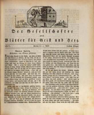 Der Gesellschafter oder Blätter für Geist und Herz Freitag 11. April 1817