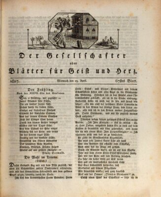 Der Gesellschafter oder Blätter für Geist und Herz Mittwoch 23. April 1817