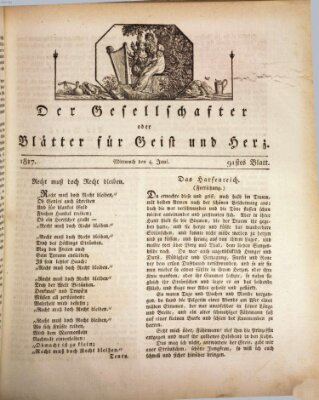 Der Gesellschafter oder Blätter für Geist und Herz Mittwoch 4. Juni 1817