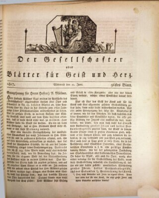 Der Gesellschafter oder Blätter für Geist und Herz Mittwoch 11. Juni 1817