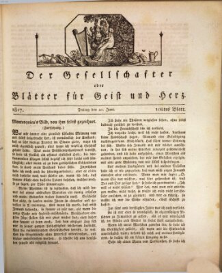 Der Gesellschafter oder Blätter für Geist und Herz Freitag 20. Juni 1817