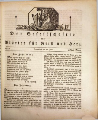 Der Gesellschafter oder Blätter für Geist und Herz Samstag 21. Juni 1817