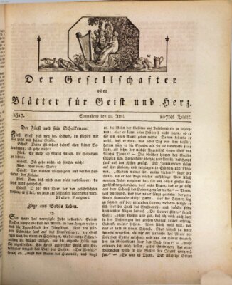 Der Gesellschafter oder Blätter für Geist und Herz Samstag 28. Juni 1817