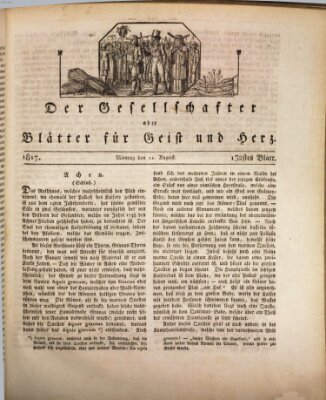 Der Gesellschafter oder Blätter für Geist und Herz Montag 11. August 1817